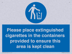 Please place extinguished cigarettes in the containers provided to ensure this area is kept clean